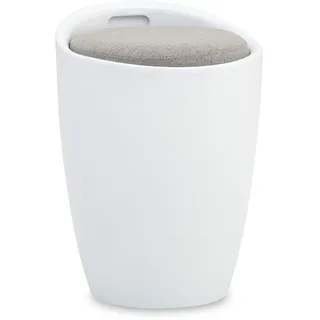 IDIMEX Sitzhocker Arbeitshocker Badhocker Badschemel Stauraumhocker Daniel, mit Stauraum und Sitzkissen in weiß/grau