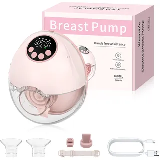 HOMGEN Milchpumpe Elektrische Brustpumpe Tragbare Milchpumpe mit 4 Modi, 12 Stufen,Hands-Free LED-Anzeige, Ultra-Leise, Tragbare Drahtlose Brustpumpe mit 24/21/19mm Flanschen für Mütter