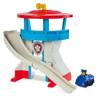Paw Patrol Mini Quartier General Kontrollturm mit 1 Strecke für Fahrzeuge und 1 Chase-Fahrzeug - Playset - Alter 3+ Jahre - Mehrfarbig