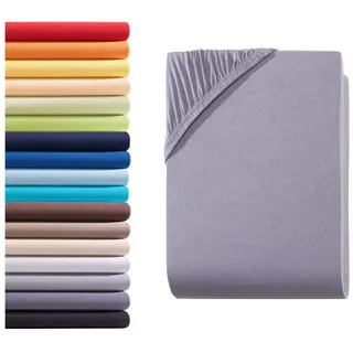 Hometex Premium Textiles Kinder Jersey Spannbettlaken Spannbetttuch 60 x 120 cm - 70 x 140 cm, Baby Bett Bettlaken aus Jersey 100% Baumwolle, Oeko-TEX Made IN Green, Grau