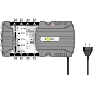 goobay Sat-Multischalter 9 Eingänge/8 Ausgänge / Verteiler für max. 8 Teilnehmer von zwei Satelliten