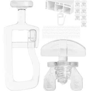 Gardinengleiter für Innenlaufschienen, 128 Stück, mit Ø 7 mm Flachkopf, Set mit 8 Gardinen Feststeller, in Klar, Faltengleiter für Vorhangschiene, Gardinenschiene, Vorhang Rollgleiter, Gardine Gleiter
