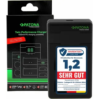 PATONA EN-EL15c EN-EL15b EN-EL15 - PD Performance Akku Ladegerät (1500mA), USB-C Mini Dual LCD - PD/QC fähig (161965)