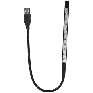 Fdit Mini USB LED Leselicht 5V Flexible Lampe Taschenlampe mit 10 LED Leuchten für Laptop PC Computer Tastatur(Schwarz)