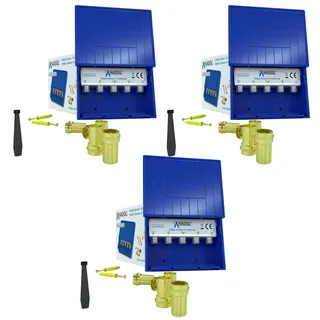 3X Anadol 4/1 Diseqc Schalter 2.0 - Digital Sat Switch für Verteilung von 4 Satellit auf 1 Teilnehmer, 4-1 LMB Schalter Verteiler, Full HD + 15x vergoldete F-Stecker + Kabelbinder + Dübel Schrauben