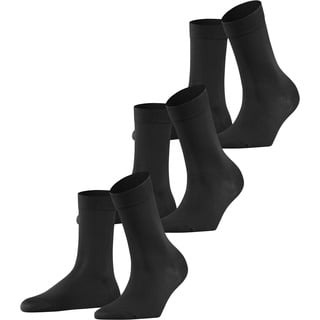 Falke Damen Cotton Touch 3-Pack W SO Baumwolle einfarbig 3 Paar Socken, Schwarz (Black 39-42