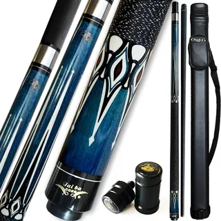 TaiBA Billardstock mit 1 x 1 Hülle, 13 mm Spitze, 147,3 cm, Hartholz, kanadischer Ahorn, professioneller Billardqueue, 2-teilig, 540 - 567 g (wählbar), Blau, Schwarz, Rot, Grau, Grün, Braun