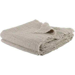 Honeybee-Plaid – weiche Decke aus Leinen – einfarbig gewebtes Plaid mit Fransen aus Naturmaterialien – 130x180 cm – 090 clay – von ’zoeppritz since 1828’