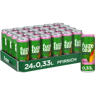 Fuze Tea Schwarzer Tee Pfirsich - Erfrischungsgetränk mit gebrühtem Schwarztee und Pfirsichgeschmack - Tee aus nachhaltigem Anbau - in Einweg Dosen (24 x 330 ml)