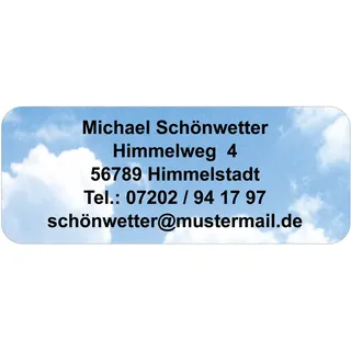 Adress-Etiketten - Adress-Aufkleber "Himmel" mit Ihrem Wunschtext, 160 Stück, ca. 56 x 23 mm, für 1 bis 5 Zeilen Text