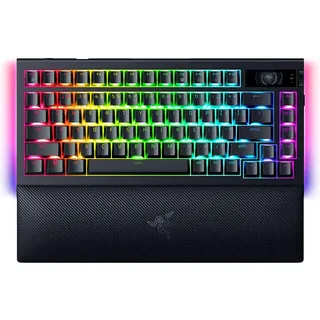 Razer BlackWidow V4 Pro 75% - Kabellose Hotswap-Gaming-Tastatur - OLED-Display (Command Dial, Konnektivität 4K Hz & Bluetooth, Razer Snap Tap, magnetische Handballenauflage) US-Layout | Schwarz