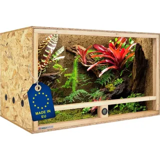 Ita Holz Terrarium 120х60х60 cm mit Seitenbelüftung & Integriertem Hygrometer - Holzterrarium aus OSB-3 Platten - Terrarien für Reptilien, Schlangen, Amphibien - EU Produkt, FSC Zertifiziert