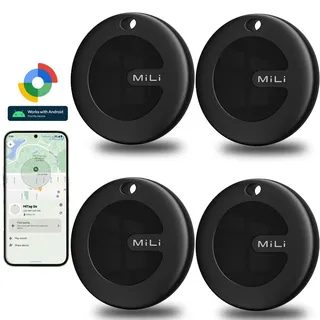 GPS Tracker Android mit Google Autorisiert,4pack Bluetooth-Tracker ,SmartTag Finder für Gepäck/Auto/Brieftasche/Fahrrad/Haustiere/key , Schwarz