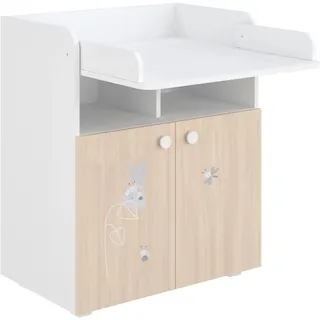 Shefa Kids 700 Baby Wickelkommode mit Schubladen Amis Weiß/Pastell - Kinderzimmermöbel mit Stauraum und stilvollem Design für Babyzimmer