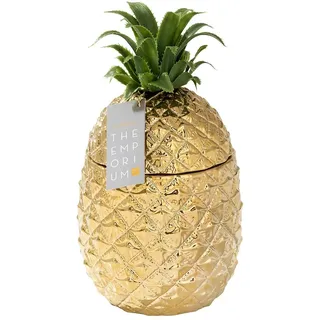 Talking Tables Goldener Ananas Eiswürfelbehälter mit Deckel, Edles Getränkewagen | Retro-Bar-Accessoire | Eleganter Eisbehälter für Eiswürfel, 21,5 x 21,5 x 27 cm, Ceramic, Mehrfarbig