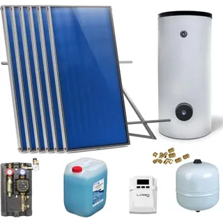 Sunex Solaranlage Solarpaket 6 Kollektoren Speicher Flachdach Flachkollektor Speicher