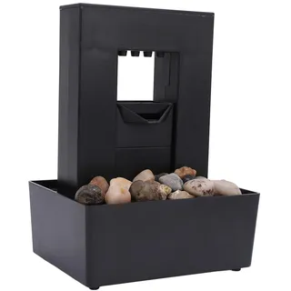 Dekorativer Zimmerbrunnen aus Kunststoff, Kleiner Gurgelnder Wasserbrunnen mit LED-Licht für Zuhause und Büro