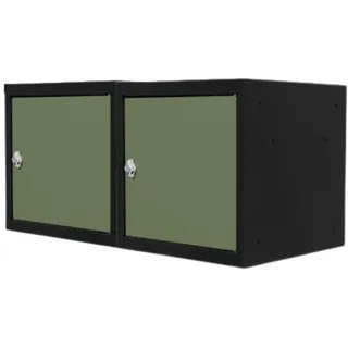 Proregal Mega Deal 2x Schließfachwürfel Blocky mit Drehriegelschloss für Vorhängeschloss 40x40x40cm Anthrazit/Resedagrün