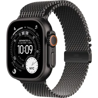 Apple Watch Ultra 3 GPS + Cellular 49 mm Titangehäuse Schwarz Milanese Loop Schwarz L