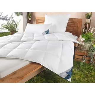 Haeussling Daunenbettdecke GRÖNLAND Made in Green, Füllung: neue, weiße 90% Daunen/10% Federn, Kl. 1, Bezug: 100% Baumwolle, hochwertiges Daunenprodukt" Made in Green" zertifiziert weiß 155 cm x 220 cm
