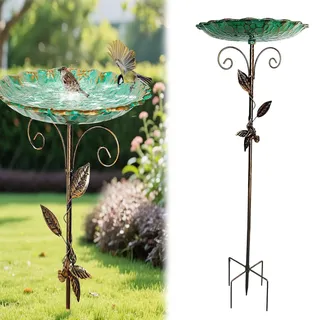 Generisch Vogelbad für Garten, Groß Metall Vogeltränke Stehend Garten Deko, Wassertränke Stehend für Vögel, Wasserschale für Wildvögel, Vogeltränke Winterfest Frostsicher, Gartendeko Draußen (#A)