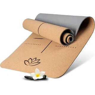 Wellax Yogamatte Kork 100% natürliche Yogamatte rutschfest [185x66x0,6 cm] Besonders dick & schadstofffrei - Sportmatte inkl. praktischem Tragegurt