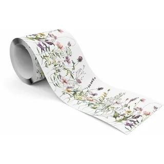 Muralo Aquarellblumen Bordüre 10 cm 300 g Grün/Rosa/Violett/Weiß 10x300