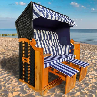 XL Strandkorb 3-Sitzer OSTSEE blau/weiß gestreift