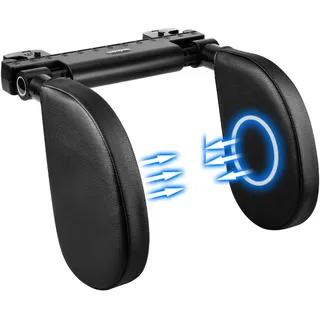 Kopfstütze Auto Kinder,Aidodo nackenstütze Auto,Nackenkissen Höhe einstellbar, Auto Kopfstütze Seitliches Kopfstützkissen aus Leder mit Teleskopstange und Schiebebaren Clips