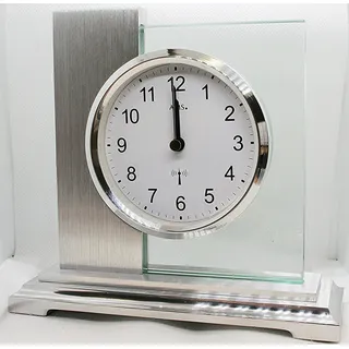 AMS Design-Tischuhr Linz, Funk, Metallgehäuse, Mineralglas