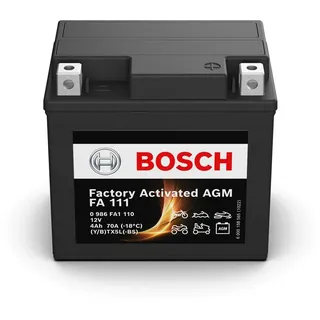 Bosch 0 986 FA1 110 AGM 12V 70A 4Ah - Geeignet für Motorräder, Motorräder, Enduros, Roller, Quads, Jetskis - Kompatibel M6004, BTX5L-BS, BTX5L