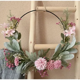 Zomtier Türkranz Kranz Deko, Metallring Eukalyptus Kranz Girlande Ganzjährig außen modern Metall Künstliche Sommer Blumenkranz Wandkranz Deko Ringe für Hochzeit Wohnzimmer Hochzeit, 41CM,Groß