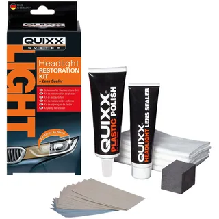 Quixx Scheinwerfer Restaurations Set Aufbereitungs-Kit, zur Entfernung von Vergilbungen und Kratzern an Scheinwerfern, 50g