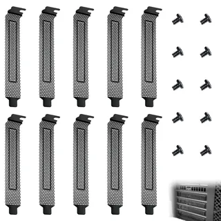 VZU 10 Stück PCI Steckplatzabdeckungen, PCI Slot Blende, PCI Slot Abdeckung, Eisen Schwarz, Lüftungsdesign mit Schrauben, für Computergehäuse (120x22x13mm)
