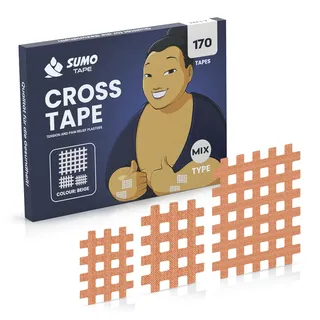 Sumo Tape® 170er Gittertape Mix Set Typ-A-B-C wasserfest & hautfreundlich - Gitterpflaster selbstklebend - Crosstape Akupunktur-Pflaster, Kinesio Gitter-Tapes