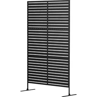 Outsunny Raumteiler 3-teilig 122 x 198 cm Freistehend Paravent in Lamellen, Trennwand 3-TLG Sichtschutz aus Stahl, Outdoor Raumtrenner Sichtschutzwand Stellwand für Garten, Balkon, Terrasse, Schwarz   Aosom
