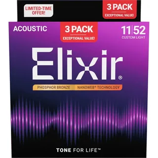 Elixir Strings Elixir Nanoweb Ph. Bronze CL - 011-052 3er Pack - Saiten Westerngitarre