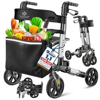 Kesser Leichtgewicht Rollator faltbar mit Sitz Schwarz