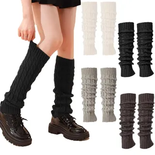 Uoimky Stulpen für Damen, 4 Paar Beinstulpen Damen Winter Gestrickte Leg Warmers Warme Beinstulpen Strick Beinlinge Mädchen Beinwärmer für Ballett, Tanz, Yoga, Alltag - Einheitsgröße