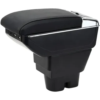 YJYWZH für Peugeot 207 207CC Armlehnen Mittelarmlehne mit Ablagefach und Getrankehalter USB-Anschluss Autozubehör Konsole Armauflage