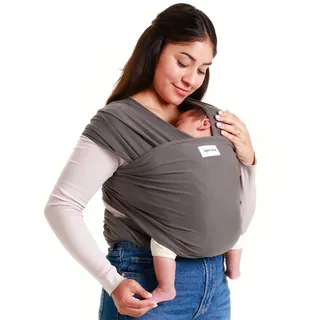 Sleepy Wrap Babytrage 3-16 kg, Elastisches Tragetuch, Dunkelgrau | Weiches Elastisches Tragetuch, hält das Baby eng an deiner Brust, beruhigt unruhige Schläfer, Freihändige Unterstützung.
