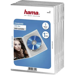 Hama DVD-Hüllen 5er-Pack (auch passend für CDs und Blu-rays) mit Folie zum Einstecken des Covers, transparent