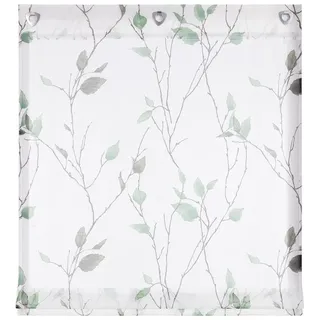 Joyswahl Raffrollo, mit Hakenaufhängung, ohne bohren, mit Zweig und Blattmotiven Küche, Landhausstil grün 140 cm x 140 cm
