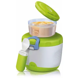 Chicco Easy Meal Thermo-Behälter für Kinder, Set mit zwei Behältern und Reiselöffel für Kinder, Entwöhnungsbecher für Babys, hält die Temperatur bis zu 6 Stunden, BPA-frei - 6+ Monate, grün