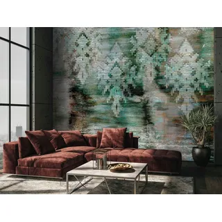 Marburg Smart Art Gallery Fototapete Shabby Chic (B x H: 2,12 x 2,7 m, Vlies, Version II - Grün-Grau)