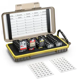 Kiwifotos Wasserdicht Speicherkarten Etui Aufbewahrung für 40 SD SDXC SDHC, Cfexpress Type A - SD Karten Tasche Hülle Schutzbox Tragetasche Memory Card Case Box