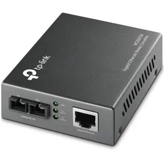 TP-Link MC200CM Gigabit-Ethernet-Medienkonverter, 2 SC-Glasfaseranschlüsse, 1 RJ45-Anschluss, Multimode Faser, Übertragungsdistanz 550m