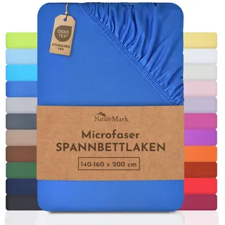 NatureMark Spannbettlaken Mikrofaser 140 x 200 - 160 x 200 cm Royal Blau