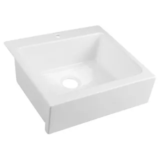 Sapho ARYA Keramikspüle mit Armaturloch 66x62cm, Weiß - Weiß