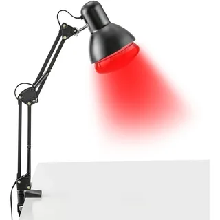 ARBGO 150W Infrarotlampe Wärmelampe, Infrarotbirne Rotlichtlampe Mit Clip Infrarotlampe Rotlichtlampe, Klappbar auf Einem Tisch zu Befestigen